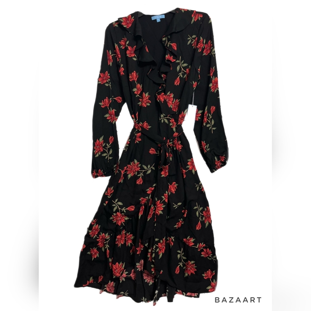 Draper James RSVP Long Sleeve Ruffle Midi Dress - Medium